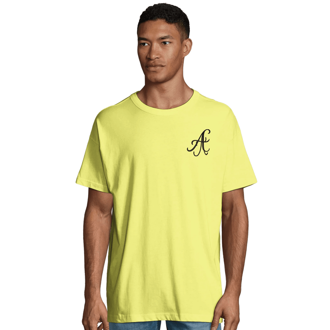 Afrociaga "A" Oversized T-shirt. Embroidered logo. 100% combed organic cotton. Round neck Design - Cut and Sewn Construction.
