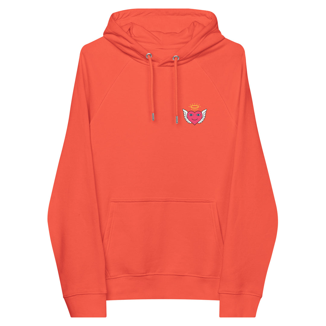 Unisex burnt orange S.D.L.V. Thief in the Night hoodie by Erik Of London Limited with front graphic design and eco raglan sleeves.